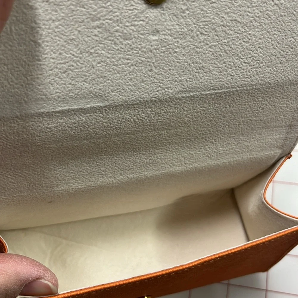 TORY BURCH Signature Logo Embellished Orange Eyeglass/Sunglass Case w/ Pouch